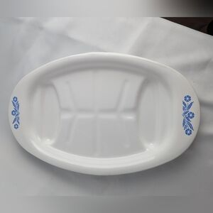 VINTAGE Corning Ware P-19 Made In USA Blue Cornflower Meat Serving Platter